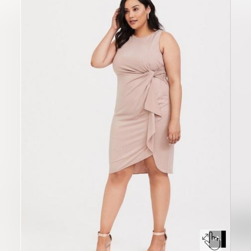 Sleeveless Twist-Front Midi Dress in Blush
